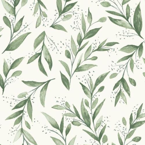Papier peint contemporain - Olive Branch - York wallcoverings - à motif floral / aspect tissu / vert
