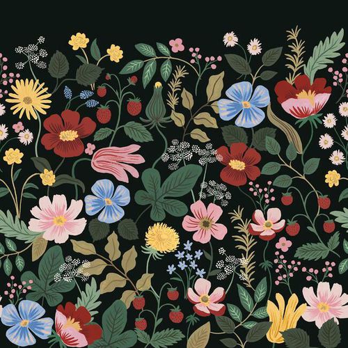 Papier peint contemporain - Strawberry Fields  - York wallcoverings - en fibre naturelle / à motif floral / aspect papier peint