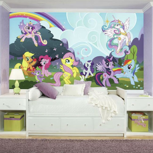 Papier peint contemporain - My Little Pony Ponyville - York wallcoverings - en fibre naturelle / motif pour enfant / aspect papier peint