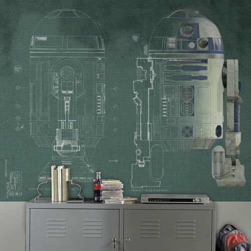 Papier peint contemporain - Star Wars R2D2 XL - York wallcoverings - motif pour enfant / aspect papier peint / vert