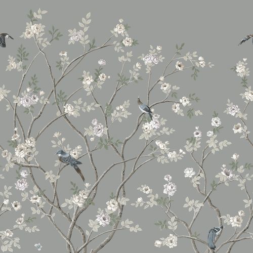 Papier peint contemporain - Lingering Garden  - York wallcoverings - en fibre naturelle / à motif floral / aspect papier peint