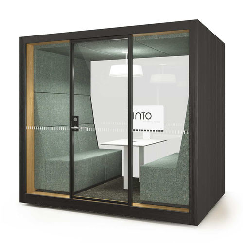 Bureau POD acoustique - POD ROLL GLASS - INTO Concept - avec porte vitrée / avec prise de courant intégrée / en tissu