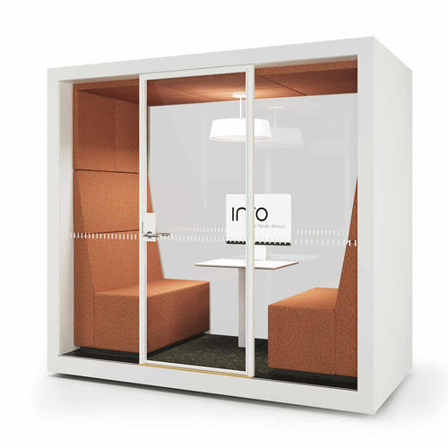 Bureau POD avec éclairage intégré - POD ROLL SMALL - INTO Concept - acoustique / avec porte vitrée / avec éclairage LED intégré