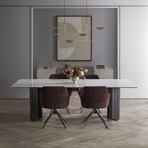 Table contemporaine - JOPLIN - DRESSY - en céramique / avec piètement en métal / rectangulaire