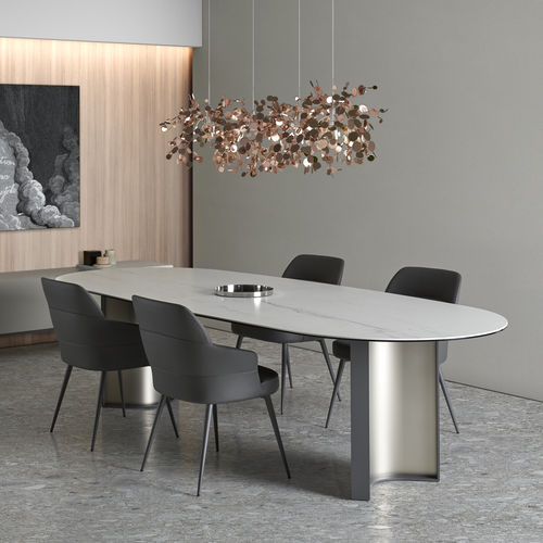 Table contemporaine - PARKER - DRESSY - en céramique / avec piètement en acier inoxydable / rectangulaire