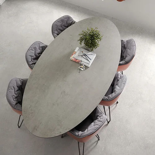 Table contemporaine - STAY - DRESSY - en verre / en céramique / avec piètement en aluminium extrudé