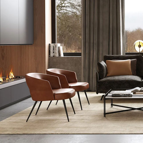 Fauteuil contemporain - NUBO 410101 - DRESSY - en cuir / marron / par Santiago Sevillano