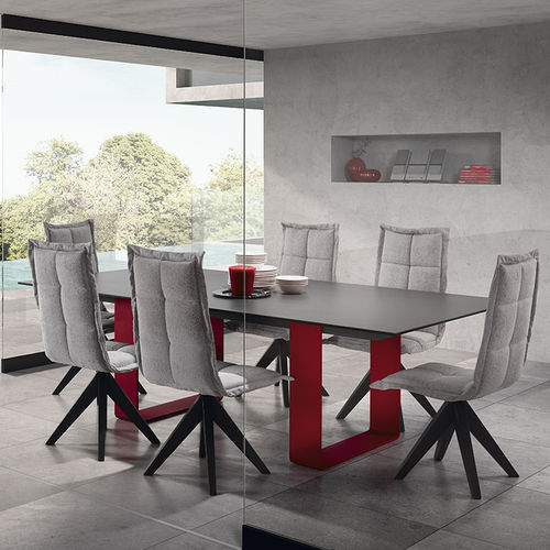 Table contemporaine - DOO - DRESSY - en verre / en céramique / avec piètement en aluminium