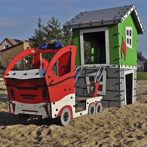 Structure de jeu pour aire de jeux - FIREHOUSE   - Free Kids s.c. - pour établissement public / pour crèche / en acier galvanisé