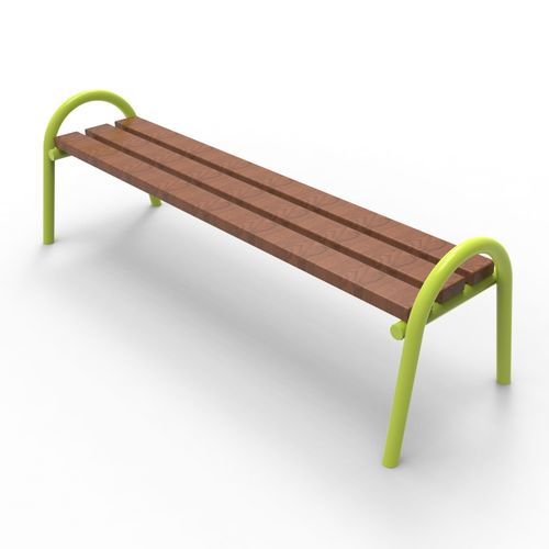 Banc public contemporain - 0011006 - Free Kids s.c. - en acier à revêtement par poudre / en bois / sans dossier