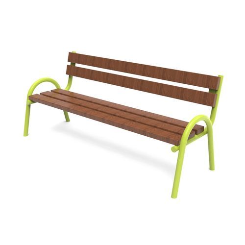 Banc public contemporain - 0011001  - Free Kids s.c. - en acier à revêtement par poudre / en bois / avec dossier