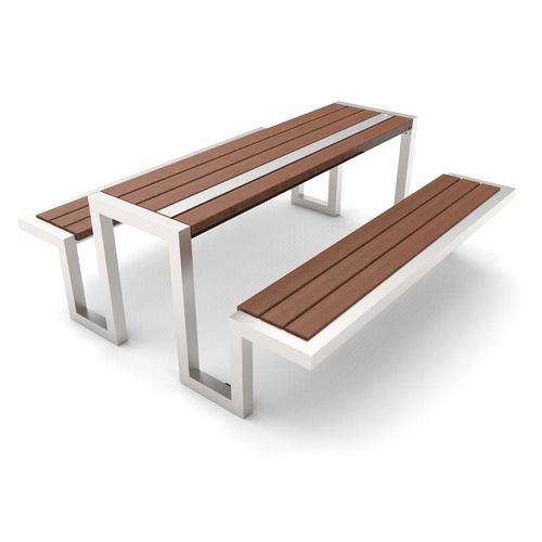 Table de pique-nique contemporaine - 0014010  - Free Kids s.c. - en bois / avec piètement en métal laqué / avec piètement en acier