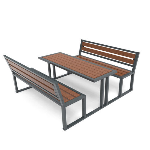 Table de pique-nique contemporaine - 0014001  - Free Kids s.c. - en bois / avec piètement en acier galvanisé / rectangulaire