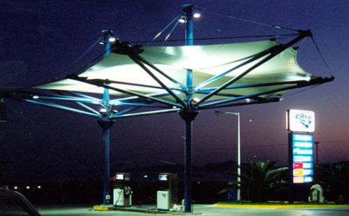 Structure tendue sur ossature métallique - ELIN GAS STATION - Arka - câble-membrane / pour couverture / avec membrane en polyester