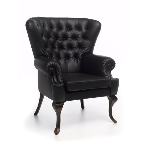 Fauteuil chesterfield - DELANO - Paulo Antunes - en cuir / en tissu / en hêtre