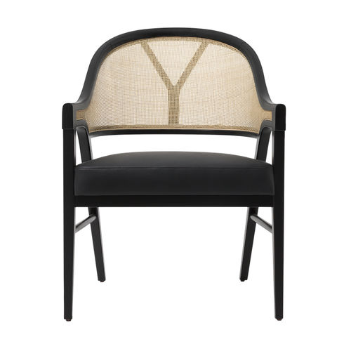 Chaise contemporaine - GRACE - Paulo Antunes - d'intérieur / en cuir / avec piètement en rotin
