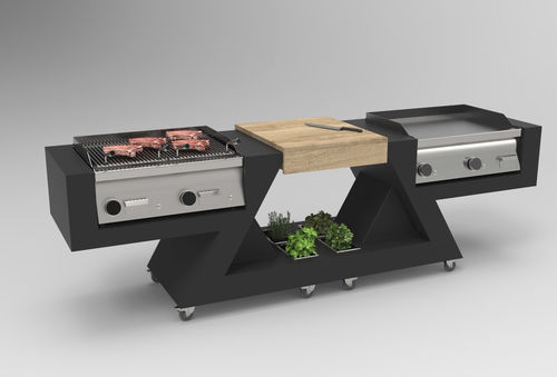 Îlot de cuisine de taille moyenne - ZEDEXPERIENCE - professionnel / d'extérieur / sur mesure