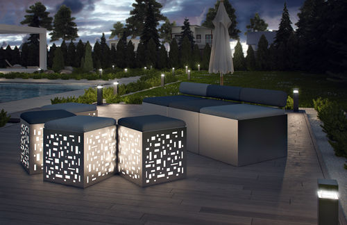 Tabouret contemporain - outdoor living - ZEDEXPERIENCE - en acier / lumineux / de jardin