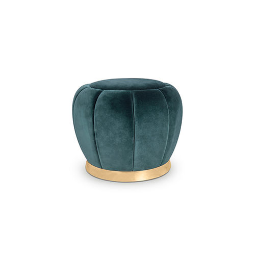 Tabouret contemporain - FLORENCE - Maison Valentina - en velours / avec piètement en laiton / avec piètement en laiton poli