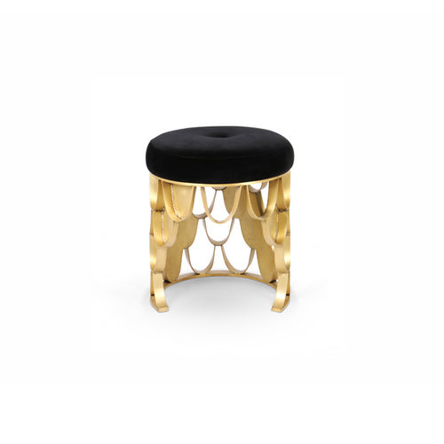 Tabouret contemporain - KOI - Maison Valentina - en velours / avec piètement en laiton brossé / cantilever