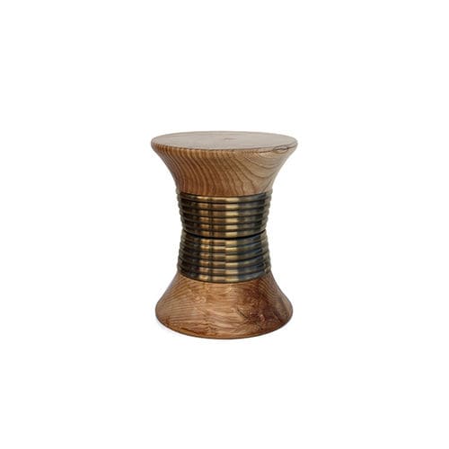 Tabouret contemporain - PADAUNG - Maison Valentina - en bois / avec piètement en laiton brossé / avec piètement en bois