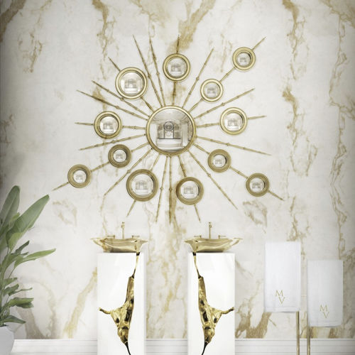Miroir mural - APOLLO  - Maison Valentina - professionnel / design original / en bois doré à la feuille d'or