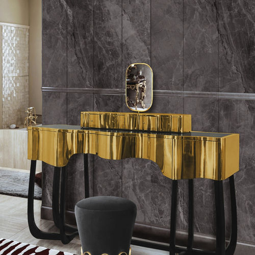 Console design original - SINUOUS - Maison Valentina - en bois / en laiton poli / avec piètement en MDF laqué