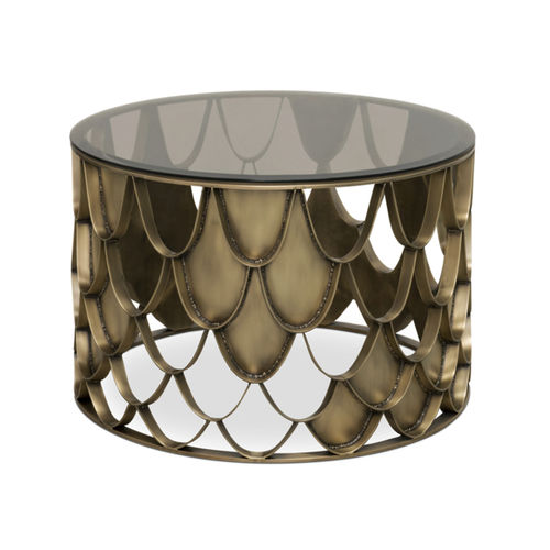 Table d'appoint design original - KOI CENTER - Maison Valentina - en verre / en laiton brossé / avec piètement en laiton