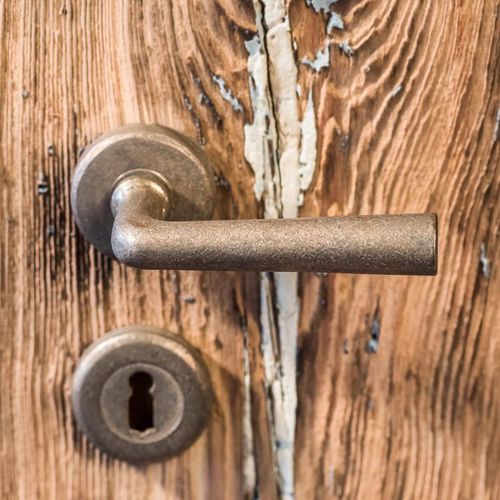 Poignée de porte - PH1925+ /50 - Dauby - en fer vieilli / en métal brut / en bronze blanc