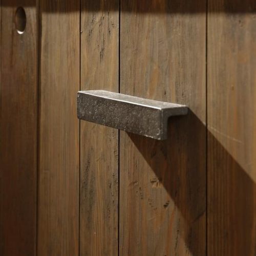 Poignée de meuble en fer vieilli - PML96/150  - Dauby - en métal brut / en bronze blanc / en bronze brut
