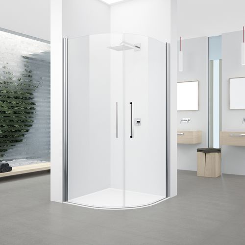 Cabine de douche en verre - DELIGHT - Usluga Glass - avec porte battante / courbée