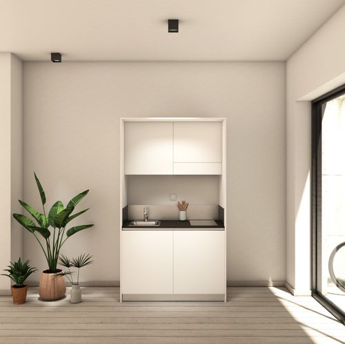 Mini cuisine moderne - ARIA 124 - MiniCucine.com - compacte / en mélaminé / monobloc