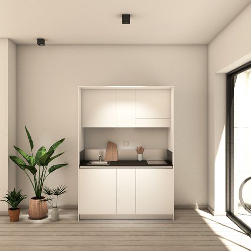 Mini cuisine moderne - ARIA 154 - MiniCucine.com - compacte / en mélaminé / monobloc