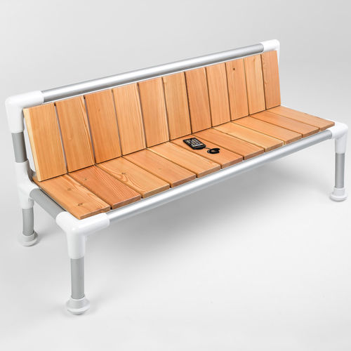 Banc public contemporain - SMART - Kreal - en bois / en aluminium / avec dossier
