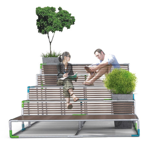 Banc public contemporain - KAGP106 - Kreal - en bois / aluminium / avec dossier
