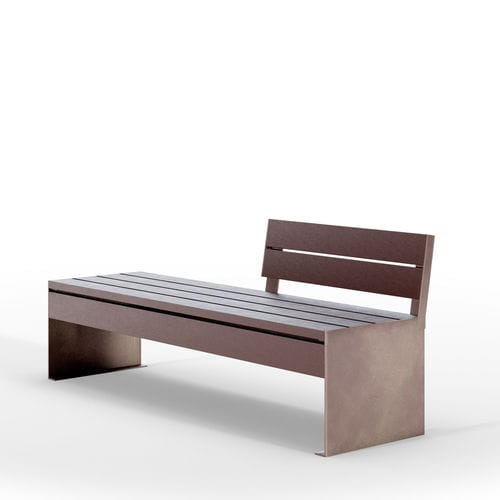 Banc public contemporain - ETIC 1 RECY - THE ITALIAN LAB SRL - en tôle d'acier / en plastique recyclé / avec dossier