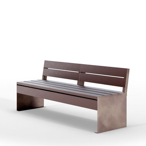 Banc public contemporain - ETIC 2 RECY - THE ITALIAN LAB SRL - en tôle d'acier / en plastique recyclé / avec dossier