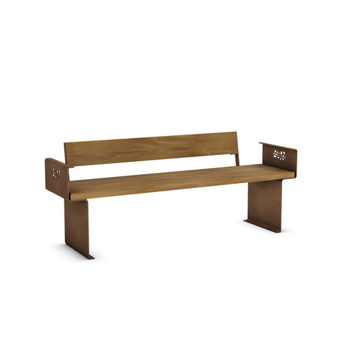 Banc public contemporain - CLAPS - THE ITALIAN LAB SRL - en bois exotique / en acier galvanisé / avec dossier