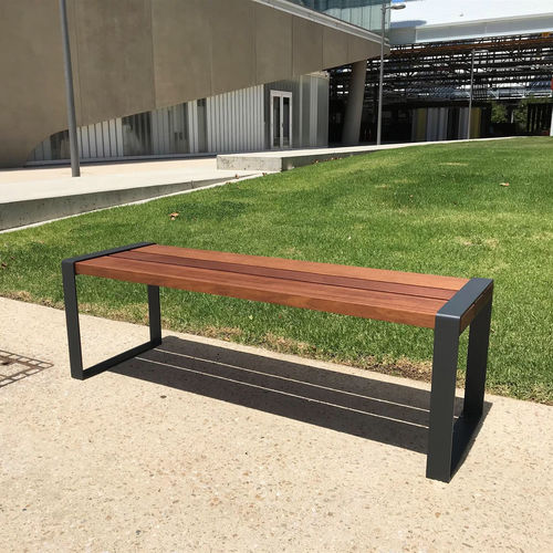 Banc public contemporain - EASY EVO - THE ITALIAN LAB SRL - en bois exotique / en tôle d'acier / sans dossier
