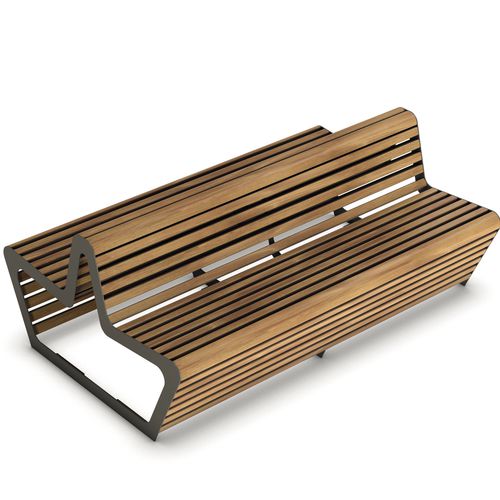 Banc public contemporain - WOODY TWINS - THE ITALIAN LAB SRL - en bois exotique / en acier / en acier inoxydable