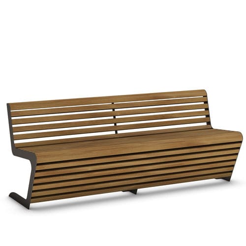 Banc public contemporain - WOODY - THE ITALIAN LAB SRL - en bois exotique / en acier galvanisé / en acier inoxydable