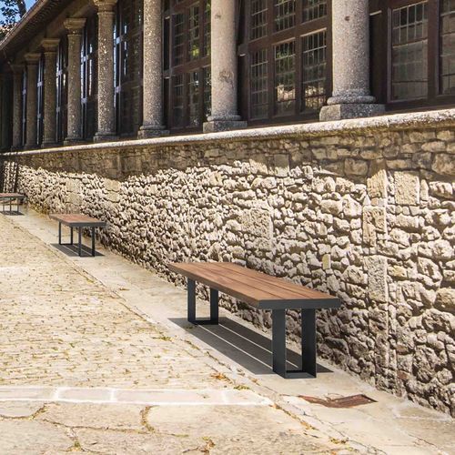 Banc public contemporain - LIBERTY - THE ITALIAN LAB SRL - en bois exotique / en tôle d'acier / sans dossier