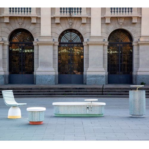 Banc public design original - COLLEZIONE SALOTTO MILANESE - LUXURY  - THE ITALIAN LAB SRL - en ciment / en tôle d'acier / en plastique recyclé