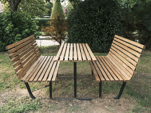 Table de pique-nique contemporaine - URBAN M/ URBAN L - THE ITALIAN LAB SRL - en bois exotique / WPC / avec piètement en acier galvanisé