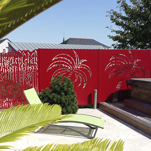 Clôture à panneaux - Ambellya Bambou &amp; Palmier - GYT - de jardin / en aluminium thermolaqué / en tôle