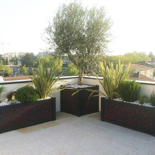 Jardinière en aluminium thermolaqué - Ambellya Feuillage - GYT - rectangulaire / carrée / sur mesure