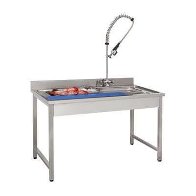 Table de préparation de poisson - Jimo Cooling Technology - en acier inoxydable / en polyéthylène / avec évier
