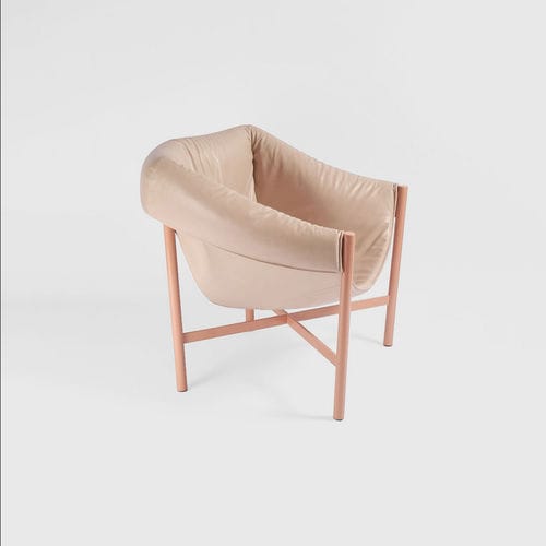 Fauteuil contemporain - FALSTAFF - DANTE - Goods and Bads - en cuir / en acier à revêtement par poudre / tapissé