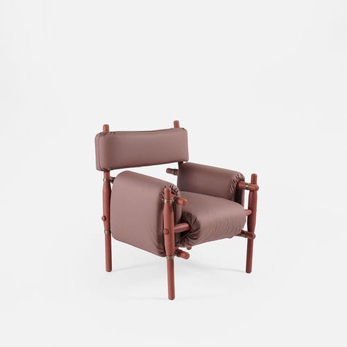 Fauteuil contemporain - WAIKIKI - DANTE - Goods and Bads - en simili cuir / en chêne / gris