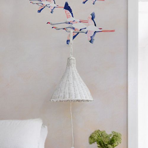 Papier peint contemporain - FLAMINGO ROSE - Maison Lévy - en tissu / à motif animalier / rose